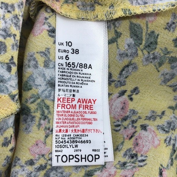 TOPSHOP Yellow Floral Print Hook Front Dress - Picture 8 of 10